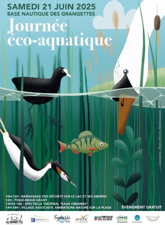 [Sensibilisation]

L'EPAGE Haut-Doubs Haute-Loue sera présent ce samedi à la base nautique de Grangettes pour la traditionnelle Journée éco-aquatique. Vous pourrez nous retrouver à 14h sur notre stand pour échanger, en toute convivialité, sur les enjeux de préservation de notre territoire.